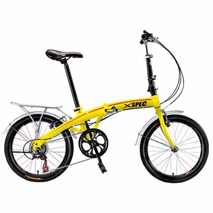 Xspec 7 Speed Urban Commuter Yellow Folding Compact Bicycle Review